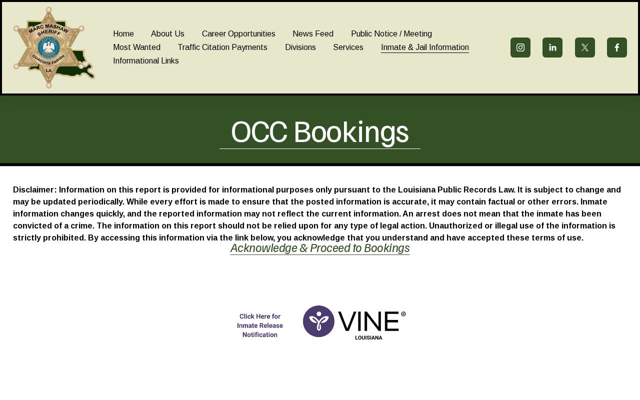 Ouachita Parish OCC official booking record access page