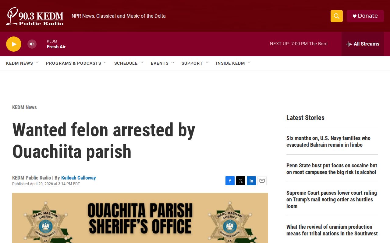 Ouachita Parish crime news KEDM arrest report