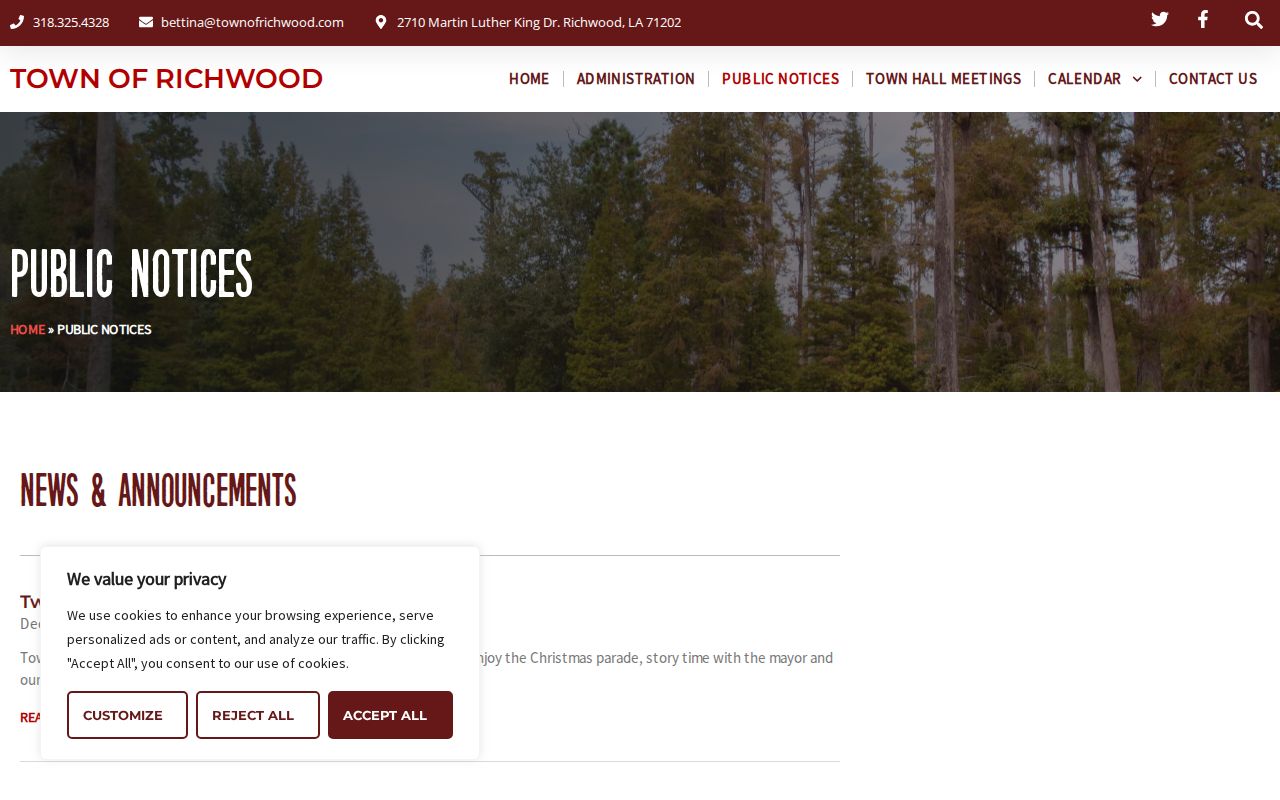 Richwood public notices source concerning police electronic systems