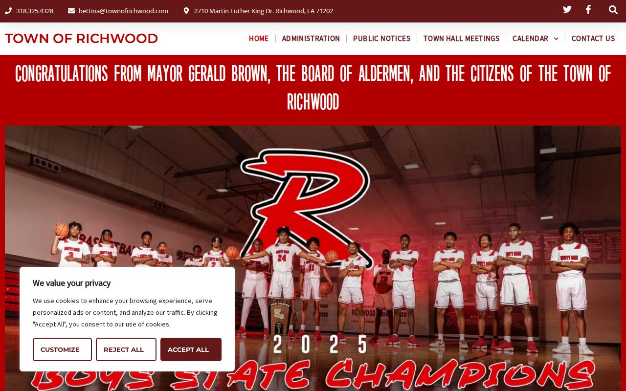 Town of Richwood official police records contact source
