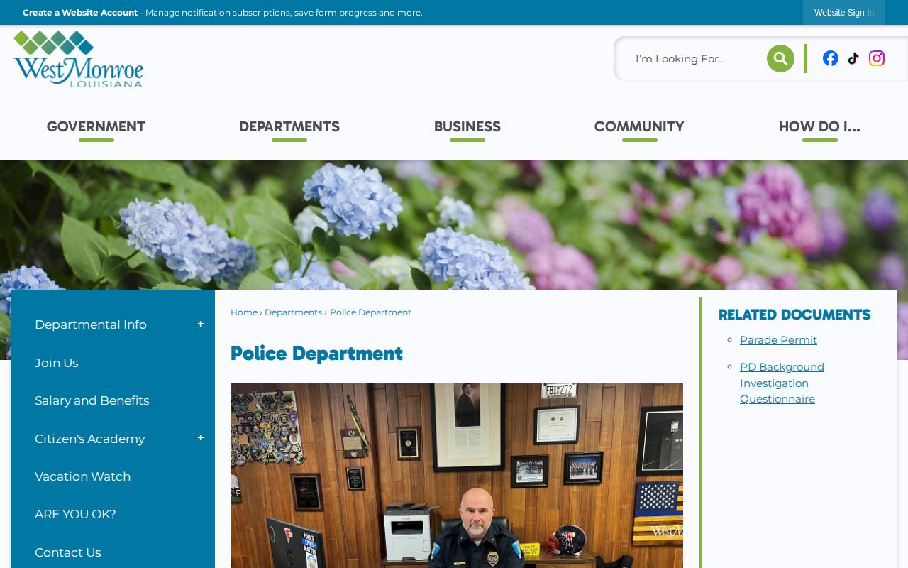 West Monroe Police Department official arrest records contact